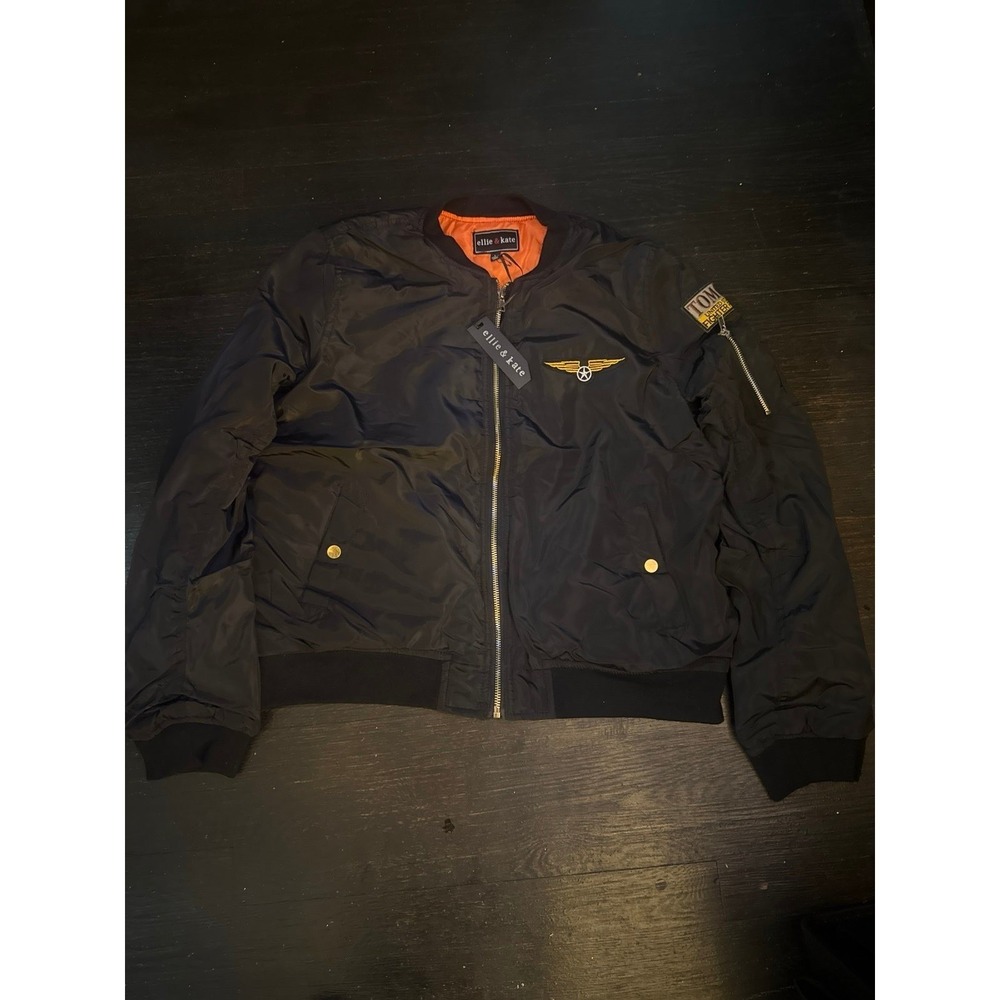 Black Ellie & Kate bomber Jacket size L vintage y2k‎ warm winter insulated